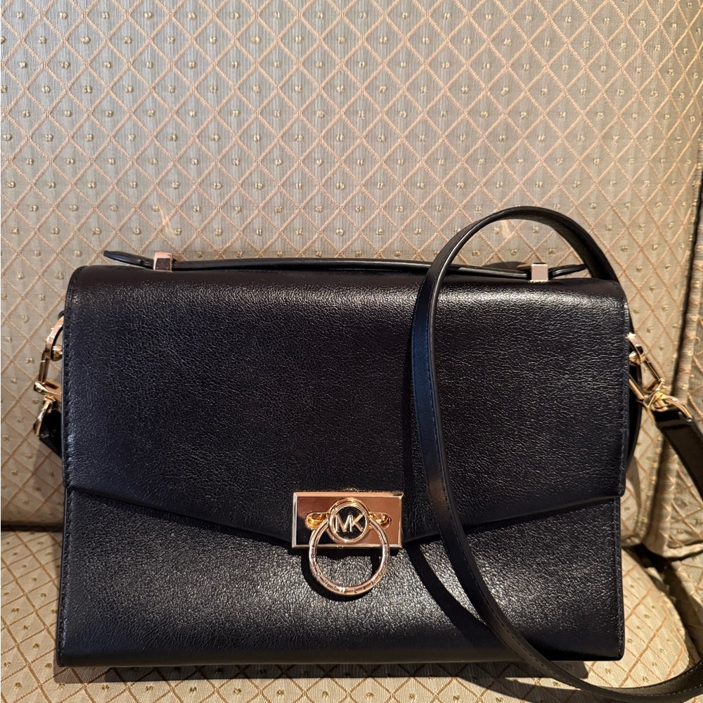 Michael Kors Black Crossbody Bag with Gold Accents